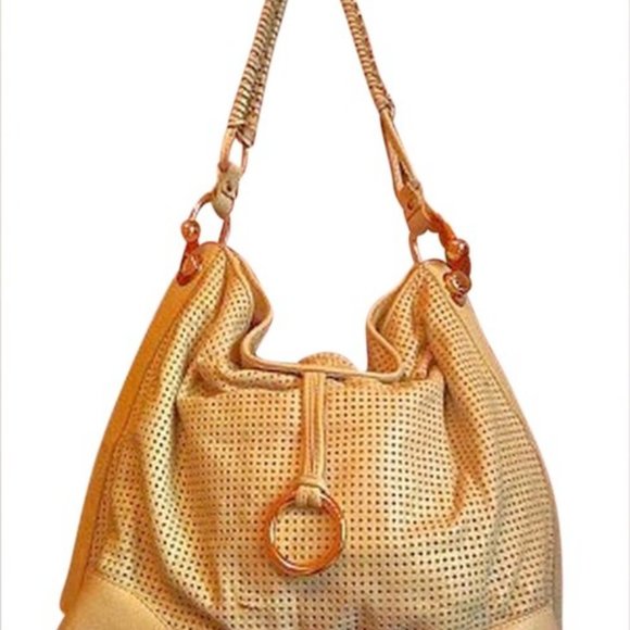 BCBGMAXAZRIA Cream Nappa Leather Hobo Bag